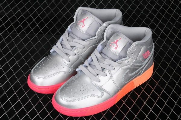 AJ 1 Mid Metallic Silver Pink Crimson 555112-006