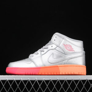 AJ 1 Mid Metallic Silver Pink Crimson 555112-006