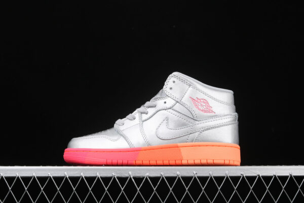 AJ 1 Mid Metallic Silver Pink Crimson 555112-006