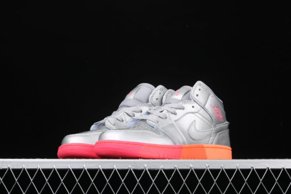 AJ 1 Mid Metallic Silver Pink Crimson 555112-006