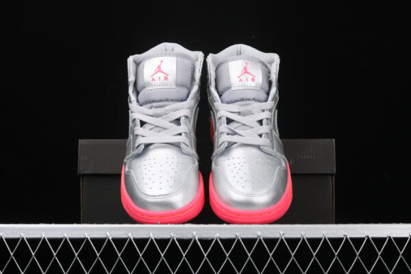 AJ 1 Mid Metallic Silver Pink Crimson 555112-006