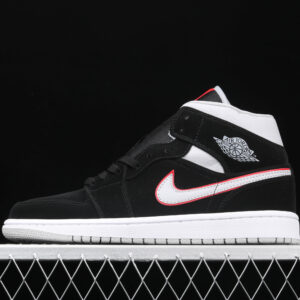 AJ Mid Black Particle Grey Gym Red 554724-060