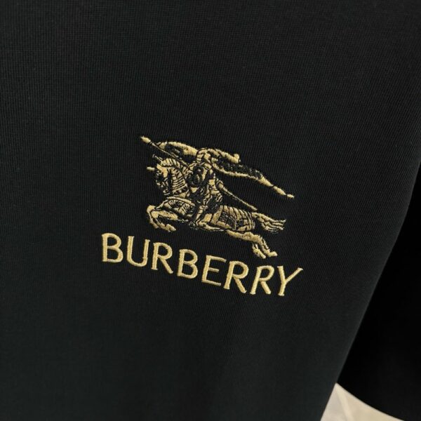 Burberry Embroidered Logo White T-Shirt With Check Trim