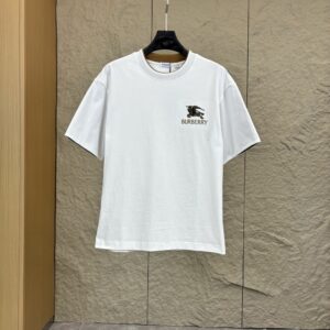 Burberry Embroidered Logo White T-Shirt With Check Trim 4 14735333