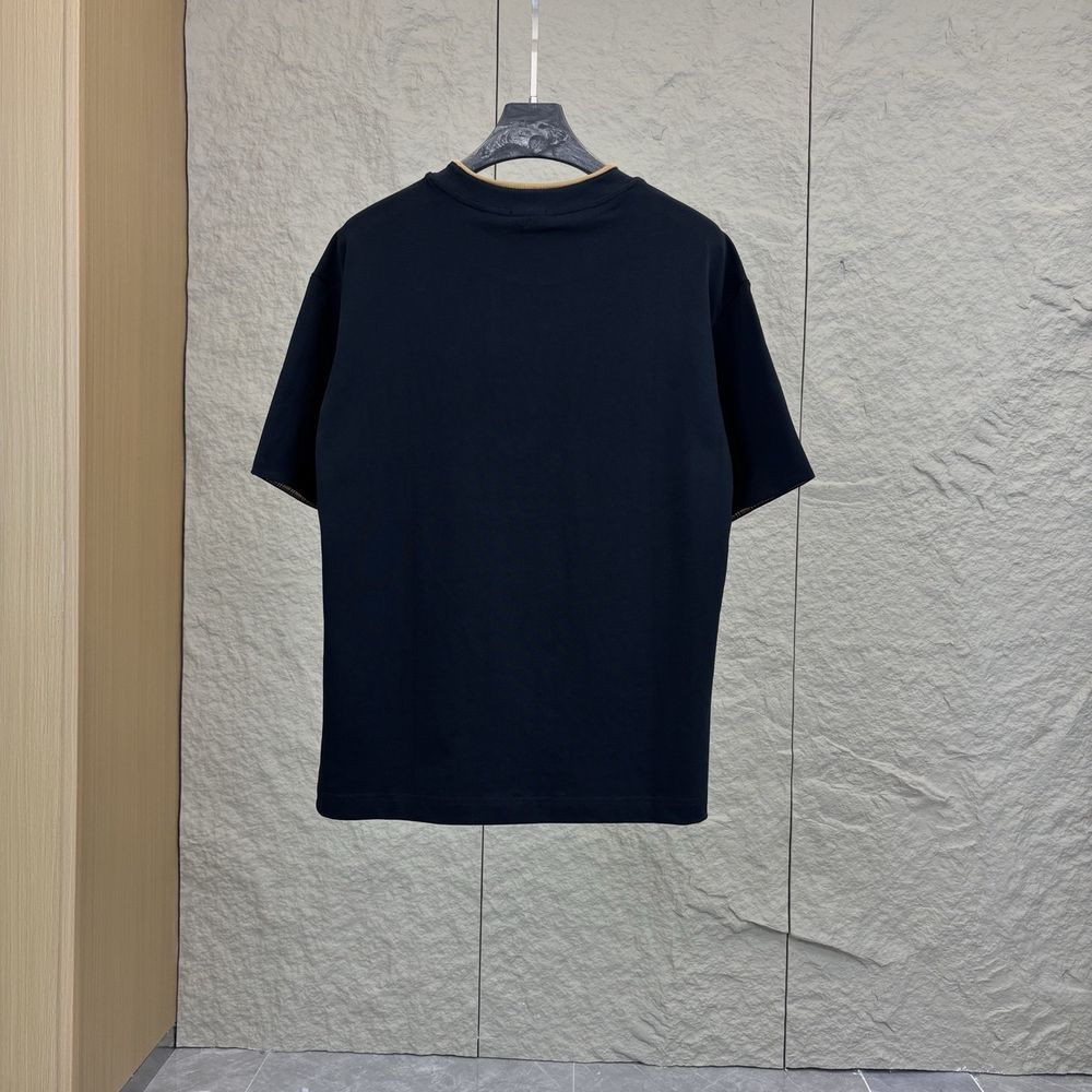 Burberry Embroidered Logo White T-Shirt With Check Trim Burberry Embroidered Logo White T-Shirt With Check Trim