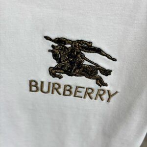 Burberry Embroidered Logo White T-Shirt With Check Trim 5 e1880c6d