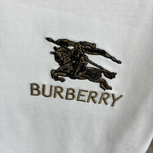 Burberry Embroidered Logo White T-Shirt With Check Trim