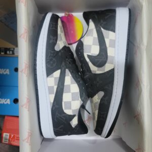 AJ 1 Low x LV Checked Black