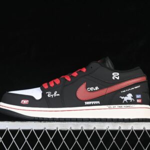 AJ 1 Low Customized ‘Black White Red’ 553558-040