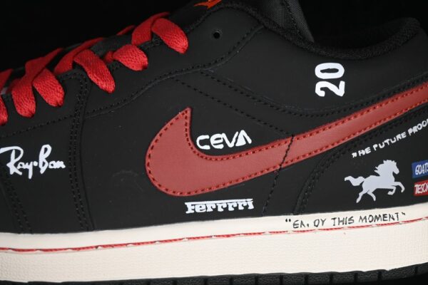 AJ 1 Low Customized ‘Black White Red’ 553558-040 AJ 1 Low Customized ‘Black White Red’ 553558-040