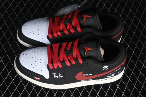 AJ 1 Low Customized ‘Black White Red’ 553558-040 AJ 1 Low Customized ‘Black White Red’ 553558-040