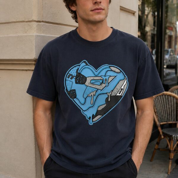 Heart Snk Graphic Tee Matching Jordan 4 University Blue T-Shirt