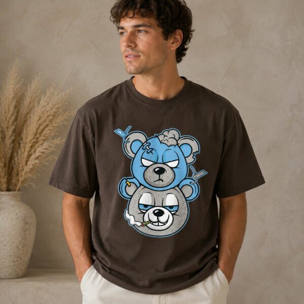 Douple Bear Graphic Tee Match Jordan 4 University Blue T-Shirt Douple Bear Graphic Tee Match Jordan 4 University Blue T-Shirt