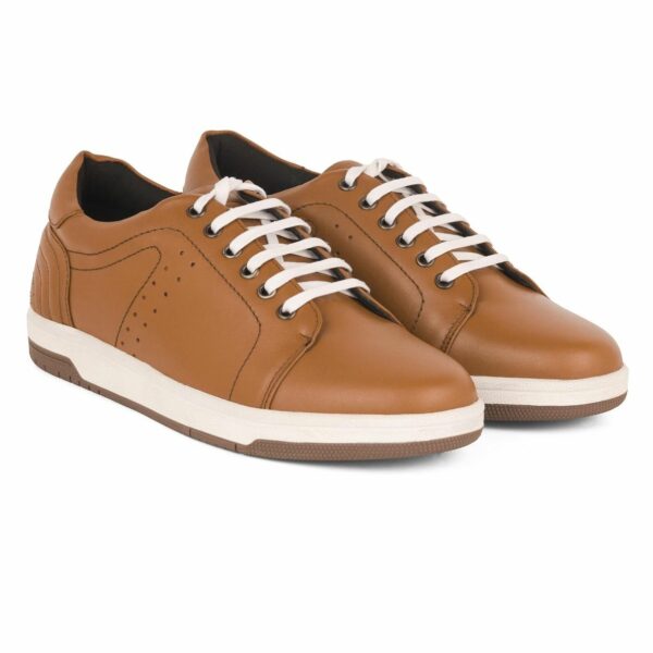 Genuine Leather Handmade Tan Sneakers A3181