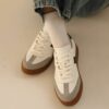 White Smooth Leather Barefoot Slip-On Sneakers V7258