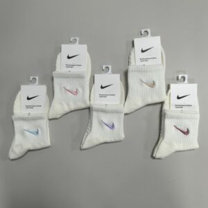 Nike Color Swoosh Logo White Socks